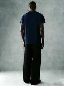 Oversized Boxy Cut Short Sleeve Jersey T Shirt Casual Crop Fit Streetwear Modern Minimalist All Season Essential Top-Comfortable Retro Cotton T-Shirt-K912026 New Men's Spring/Summer Casual Resort Wear Versatile Pure Cotton T-Shirt - 藏蓝色 - 查看 4
