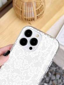 1Pc Romantic Lace Pattern Soft Transparent Airbag Phone Case, Anti-Slip, Suitable For IPhone 11/12/13/14/15/16 Pro Max,Valentine'S Day Gifts,Valentines Phone Case - 顏色6(1件) - 查看 4