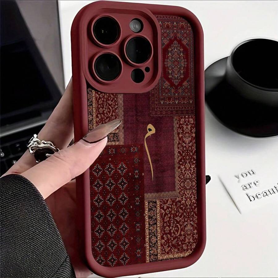 Phone Case - A Collage Of Persian Carpet Patterns Designed For TPU Cases Compatible With  17 Pro Max,  16 Pro Max, And Models 15/14/13 Pro/12/11/7/8 Plus/Xr/Xs Max. This Stylish And Creative Red Gradient Protective Case Is Perfect For Va,Suitable For 17 Air - Màu Đỏ Sâu - Xem 1