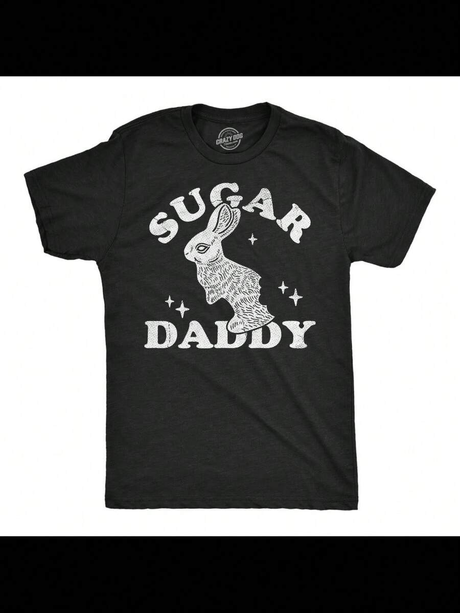 Mens Funny T Shirts Sugar Daddy Bunny Sarcastic Easter Graphic Novelty Tee For - Black - View 1
