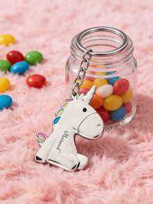 1pc Custom Personalized Unicorn Keychain, Can Be Engraved With Any Text, A Meaningful Gift For Your Boyfriend Or Girlfriend, Fashionable Style - متعدد الألوان - مشاهدة 4