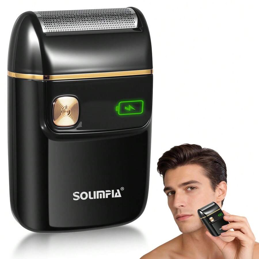 1pc Mini Portable Reciprocating Single Head Electric Shaver, Digital Display Men's Shaving Razor - Black - View 1
