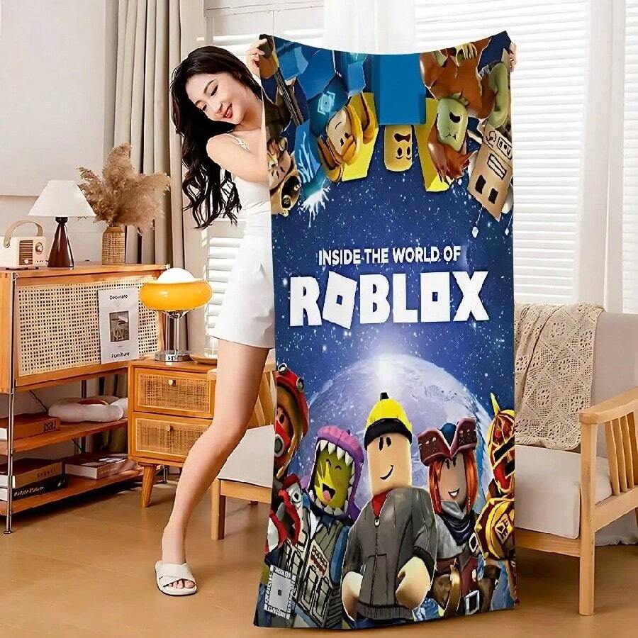 Games R-Robloxs Beach Towel Colorful Bath Towels For  Microfiber Quick Dry Custom Sand Free Beach Yoga Spa Gym Pool.Jpg - 白色 - 查看 1