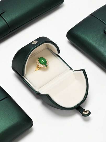  Oirlv 高级PU皮革双扣戒指盒，求婚礼物，钻石戒指耳环手链首饰包装盒，首饰收纳盒，结婚戒指盒，吊坠手链项链收纳盒，礼品包装展示盒，适用于戒指、耳环、项链、手链，圣诞节、母亲节及其他节日礼物，精致包装，女士收纳整理盒，旅行必备 - 绿色