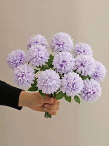 3/12支仿真丝绣球花，逼真球形苋菜花，适用于母亲节、情人节、婚礼、餐桌摆饰、新娘送礼会、餐桌、家庭聚会、生日装饰，29厘米/不含花瓶 - 紫色 - 查看 3