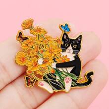 Cute Black Cat Dachshund Enamel Pin Animals Moth Brooch Pines Lapel Pins Badge On Backpack Clothing Accessories Jewelry Gifts - Gold - View 9