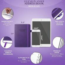 Legend Planner Address Book With Alphabetical Tabs –Telephone Contacts Book For Phone NFUmbersss, Addresses, Passwords, Medium (Purple) - 紫色 - 查看 3