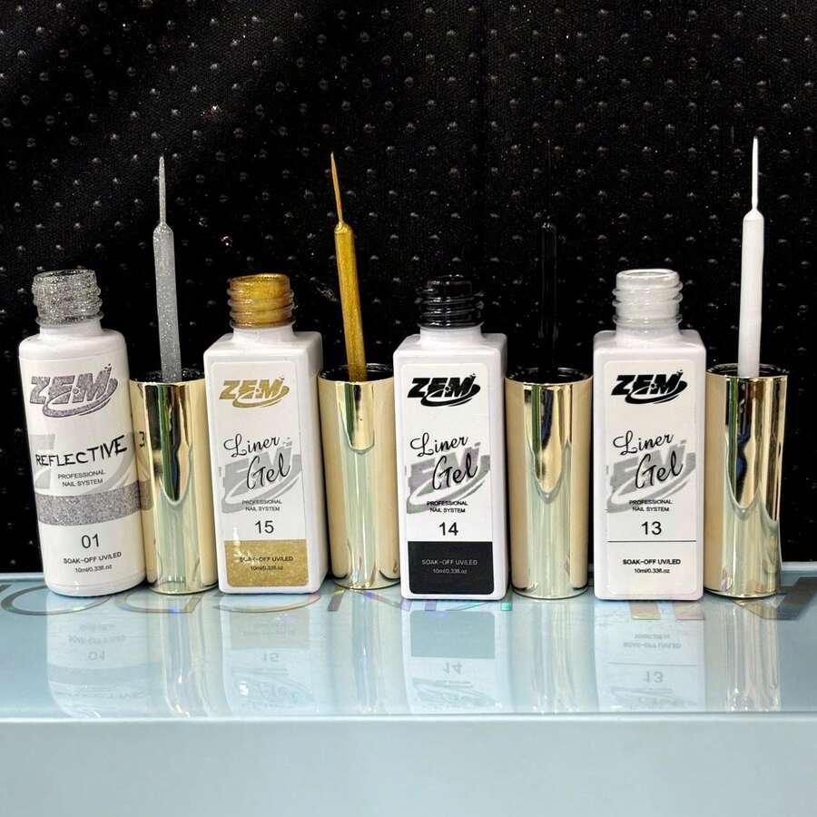 Kit Of 4 Gel Nail Polish Liner ZEM New Release Ultra Fine Brush For Nail Art (13/14/15/16) - kit c/4 (01/13/14/15) - 查看 1