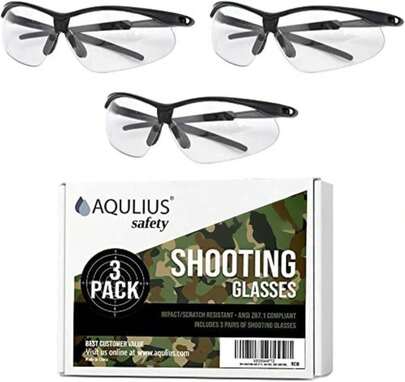 Aqulius 3pk Shooting Glasses - Safety Glasses - Eye Protection For Shooting Range, Tactical Shooting Goggles