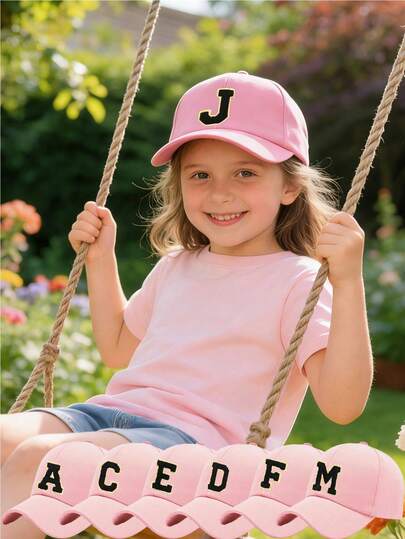 1pc Letter Children's Baseball Cap, Suitable For Spring And Summer Seasons, Girls' Standing Brimmed Hat, UV Resistant Sun Hat, Daily Outdoor Sun Hat For Children Aged 3-16