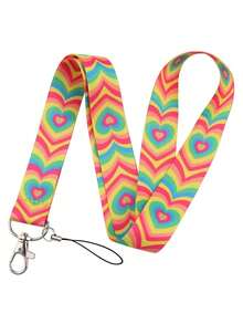 1条可爱心形图案挂绳，适用于医生、护士、学生、教师证件套，可作为礼物或日常使用。 - 彩色 - 查看 4