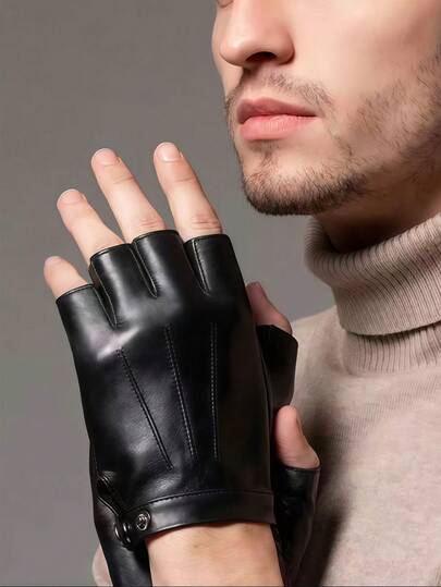 Men's Half Finger Leather Gloves, Lightweight Waterproof Gloves, Motorcycle Riding Gloves, Fitness Sports Gloves, Outdoor Cycling Fishing Bicycle Accessories