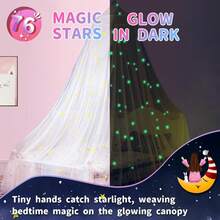 Oaoleer 1PC Canopy For Girls Bed With Pre-Glued Glow In The Dark Stars - Princess Mosquito Net Room Decor,Bed Canopy For Girls With Glowing Stars - Canopy Bed Curtains | Fits Single, Twin, Full, Queen Size Kids - Princess Bed Canopy - Multicolor - View 7