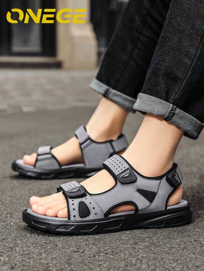 1 Pair Men's Casual Non-Slip Summer Sandals, Large Size Outdoor Anti-Odor New Beach Shoes, Soft Sole Wear-Resistant Driving Shoes For Youth