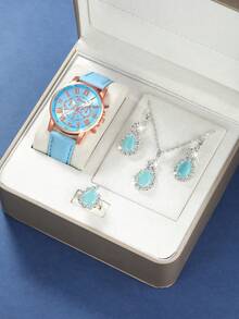 Women's Stylish And Minimalist Three-Eye Roman Numeral Quartz Watch Set, Suitable For Parties, Weddings, Beach Vacations, Valentine's Day And Other Occasions (Watch Box Not Included). - Multicolor - View 15