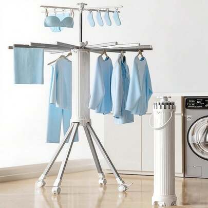 Oblivo Clothes Drying Rack Foldable Outdoor Indoor,Drying Rack Clothing Collapsible,Folding Drying Dack Clothing,2 Tier Aluminum Foldable Laundry Drying Rack,24 Hooks 16 Hanging Bars