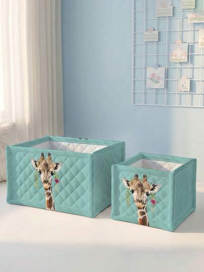 Printed Desktop Storage Basket, Desktop Organizer Basket, Makeup Brush & Skincare Storage Basket, Desktop Decor, Cosmetic Storage Box, Portable Picnic Basket, Gift