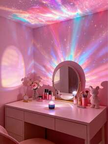 1pc Aurora Night Light - Northern Lights Projector With Remote Control - Room LED Lamp, Mini Night Light Projector Ambience Lighting For Bedroom/Ceiling/Party Decor - Multicolor Light - View 1