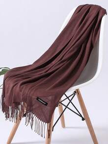 1pc 190*70cm Classic Solid Color Windproof Shawl, Stylish Unisex Lightweight Tassel Scarf For Outdoor, Air-Conditioned Room, Soft Oversized Muslim Hijab, All Season - Red - View 34