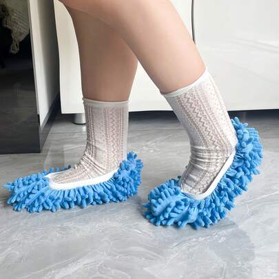 1 Pair Soft Chenille Slouchy Mop Shoe Covers, Quiet Non-Scratch Multi-Function Shoe Covers, Also Can Be Used As Mop Covers