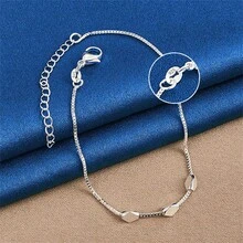 优雅单件925镀银8英寸精致三珠链手链，时尚女士魅力婚礼派对生日礼物首饰 - 銀色 - 查看 1