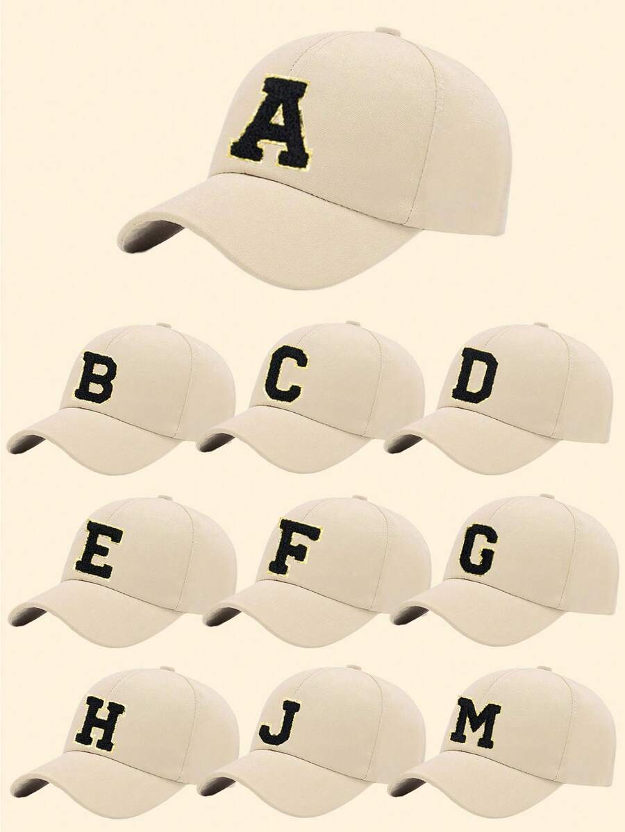 1pc Unisex A-Z Letter Pattern Baseball Cap, Casual Versatile Breathable Sun Protection Hat, Suitable For Daily Wear, Fashion Versatile, Can Be Used As Vacation Sun Hat/Christmas Gift - Beige - View 1