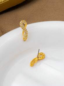 1对 2026新款 跨境字母数字图案时尚圈形耳环，几何数字耳钉 - 數位文字精美耳環 - 查看 5