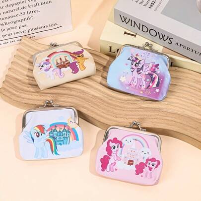 MY LITTLE PONY 1个小马宝莉可爱创意便携无拉链零钱包女士迷你包多功能收纳包零钱包校服配饰精美节日礼物创意情人节礼物
