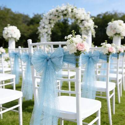 6 stuks gaas voor trouwstoelstrikken, decoratielint voor thuis, 40*275 cm / 16*108 inch, herbruikbare, wasbare, veelkleurige strikken voor restaurants, hotels, banketten en afstudeerfeesten.