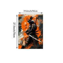 1幅日式武士墙画，橙黑相间武士道风格帆布油画，现代抽象海报，大胆涂鸦风格，适用于客厅、卧室、男士专属空间装饰，可作为礼物赠送，可选无框或有框。 - 圖案 - 查看 13