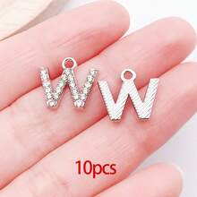 10/26pcs Rhinestones A-Z Alphabet Letter Charms Glitter Crystal Letter Beads For DIY Bracelet Necklace Earrings Choker Craft - Silver - View 31