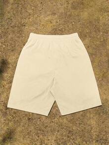 Pantalones cortos casuales de hombre con cintura con cordón y bolsillos sueltos - Albaricoque - Ver 5