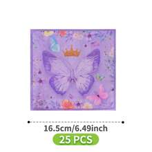 Purple Flower Butterfly Crown Disposable Plates, Napkins, Cups - One-Time Party Supplies Set, Suitable For 8 Guests, Disposable Paper Plates Party Tableware For Birthday, Wedding, Theme Party, Family Picnic - Multicolor - View 9
