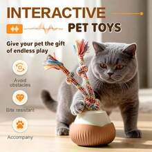 Interactive Dog Ball Smart Interactive Dog Toys For Boredom Automatic Active Rolling Ball With Tail For Dogs And Cats Recordable Self Moving Pet Toy With Chew Ropes For Puppy/Small/Medium - Beige - View 3