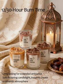 冰抹茶拿铁香氛蜡烛，冰抹茶香氛蜡烛，采用大豆蜡和凝胶蜡制成，冰块形状 - 绿茶和香草（冰抹茶拿铁） - 彩色 - 查看 4