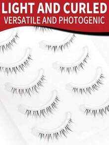 5 Pairs Lower Eyelashes Lower False Lashes Transparent Stem Natural Look Manga Eyelashes Japanese Makeup Anime False Eyelashes Makeup Tool Strip Lashes, Lashes, Eyelashes, Fake Lashes - Natural Lashes - View 4