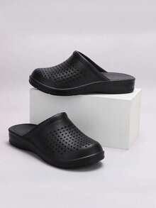 2026新款镂空女士拖鞋，夏季户外防滑软底包头休闲百搭穆勒鞋 - 黑色 - 查看 5