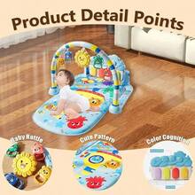 Baby Musical Foot Piano Toy 0-1 Year Old Infant Music Fitness Frame Foot Piano Crawling Play Mat (Accessory Color Random) - Multicolor - View 6