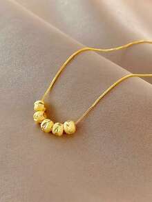 1 Peça Colar Gargantilha com Pingente Minimalista de Prata Esterlina S925, Pingente Fofo, Presente de Formatura para Filha, Presente Fashionável para Família, Item Comemorativo Único de Amizade e Família - contas redondas - Visão 5