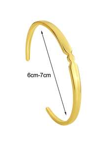 Charm-In Plated Gold Geometric Open Bangle Bracelet, Minimalist Design, Lightweight Luxury, Versatile High-End Cuff Bracelet For Women - Golden CYB0439 - View 4