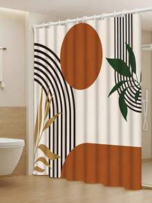 1. Bohemian Style Medieval Shower Curtain Set, Includes Toilet Seat Cover And Non-Slip Mat, Abstract Geometric Pattern 4-Piece Set\N2. Modern Minimalist Shower Curtain Set With 12 Hooks, Suitable For Bathroom - A - View 9