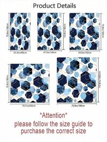 4pcs Blue Bathroom Set, Geometric Pattern Shower Curtain Set, Modern Art Style Shower Curtain With 12 Hooks, Bathroom Rug, Bathroom Non-Slip Mat And Toilet Mat - A - View 4