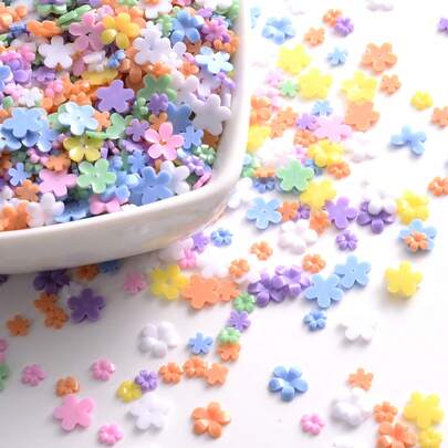 300/500pcs 3/6mm Tiny Flat Back Acrylic Flower 3D Nail Art Decorations Multicolor Beads For Art Nail Decoration DIY Scrapbook Ornament Supplies