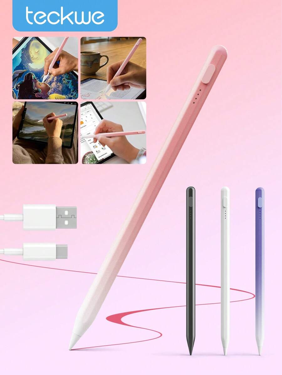 Teckwe 1支觸控螢幕觸控筆,通用細尖 iPad 筆,具磁吸功能,相容 iPhone/iPad/Android/平板電腦及其他觸控螢幕,4色可選 - 彩色 - 查看 1