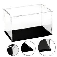 组装式亚克力展示盒 - 立式收纳架,适用于娃娃、收藏品和小雕像 - 透明立方体 - 黑色 - 查看 13