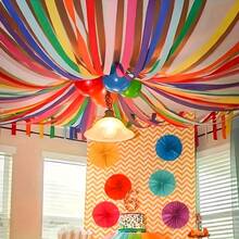 6pcs/Set 10m Rainbow Crinkle Paper Decorative Ribbons, Suitable For Birthday Party, Wedding, Home Decor DIY Background Decoration, Excluding Balloons And Other Accessories, DIY Craft - Multicolor - View 7