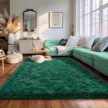 Soft Shag Rugs For Bedroom, Dark Green Fluffy Shaggy Rugs For Living Room Office, Luxury Modern Plush Carpet Girls Boys Room Dorm Indoor Home Decor, Upgrade Non-Slip - Xanh đậm - Xem 6