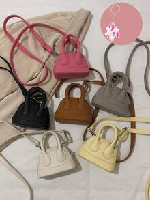 1 Paket Tas Mini Shell Fashion Baru 2025 untuk Anak Perempuan, Tas Selempang Kulit PU Warna Permen Lucu untuk Penggunaan Sehari-hari (Termasuk Gantungan Unicorn) - Tas tangan PU + liontin - View 7