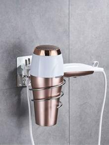 1个不锈钢壁挂式吹风机支架，无需钻孔，浴室/卧室收纳架，防水防锈，吹风机整理架 - A - 查看 2