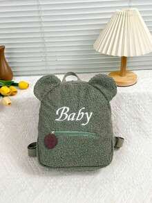 1 pieza Mochila casual con cierre de cremallera de estilo occidental y simple con diseño de oso de dibujos animados lindo para niños y niñas, diseño exclusivo con correa para el hombro ajustable, estilo suave y largo, adecuada para uso diario en otoño e invierno - Multicolor - Ver 13